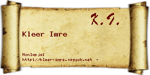 Kleer Imre névjegykártya